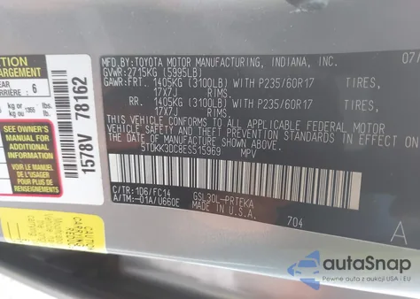 2014 Toyota Sienna Le V6 8 Passenger z USA, uszkodzony, nr VIN 5TDKK3DC8ES515969